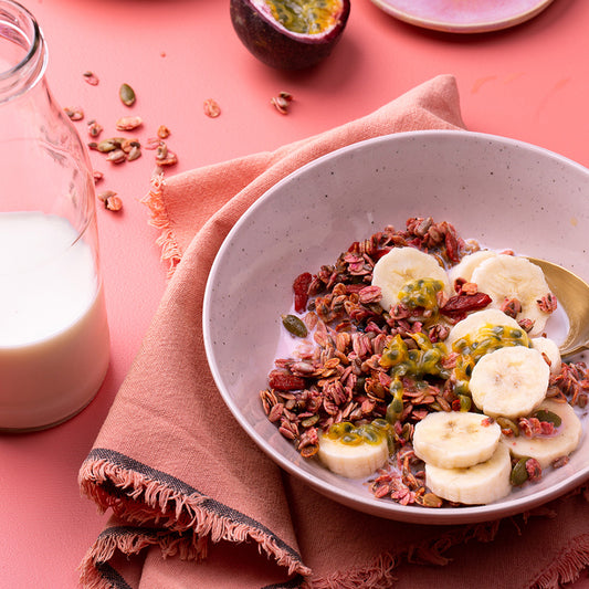 Rise Beetroot Granola prepared in bowl