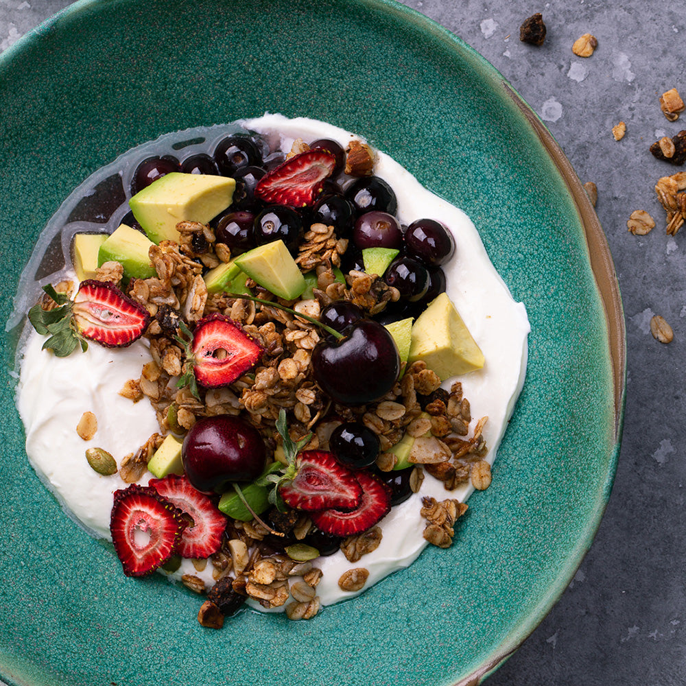 Wake Prebiotic Granola close up in bowl